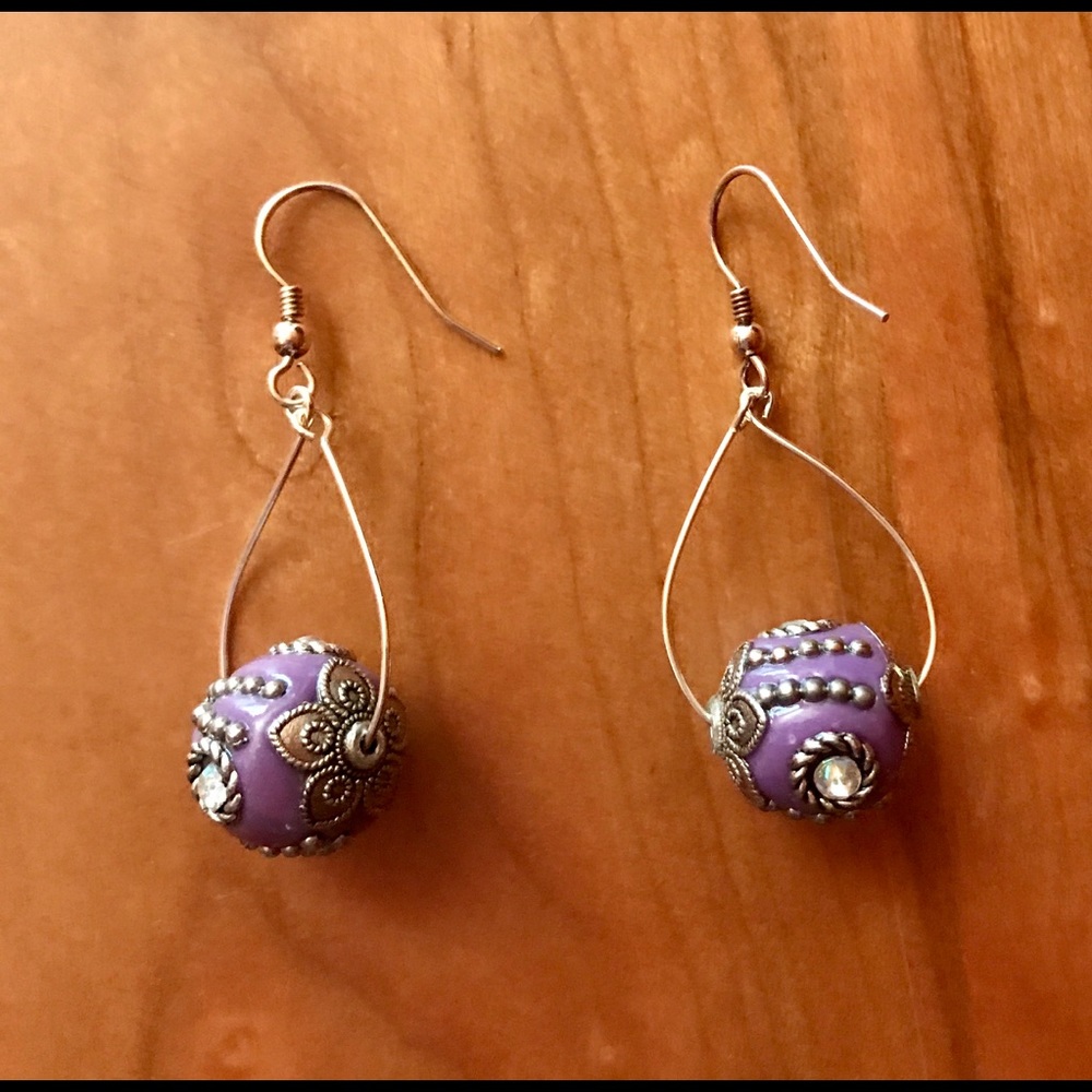 Purple sphere earrings
